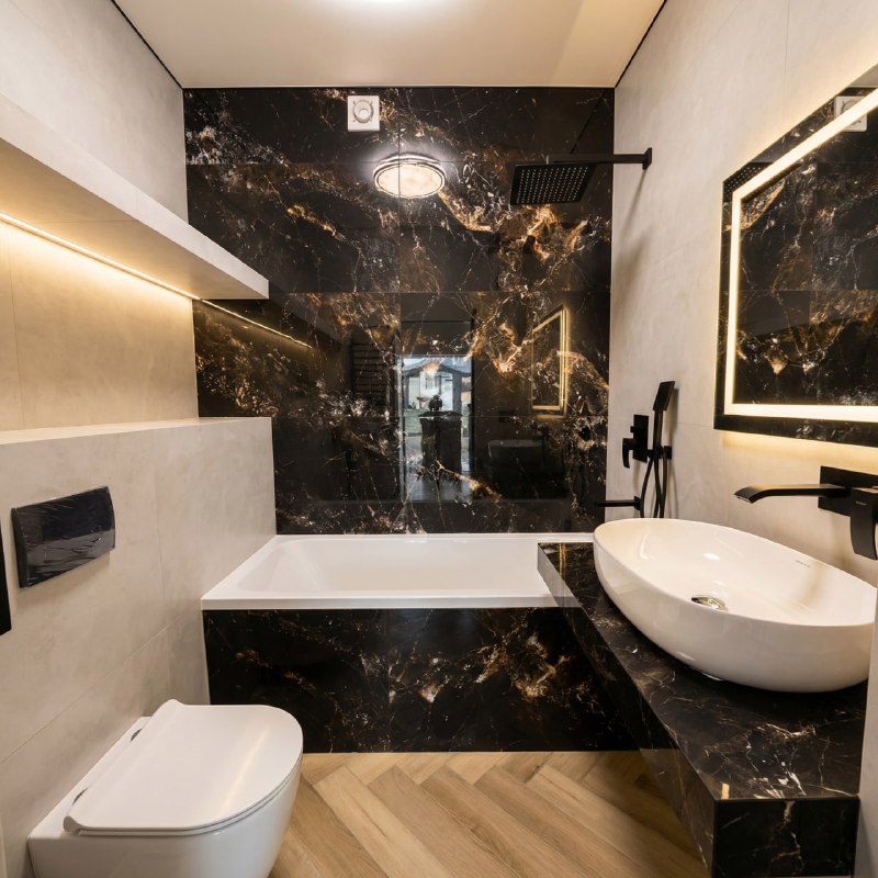 🌟 Вот такой стильный санузел получился у нас